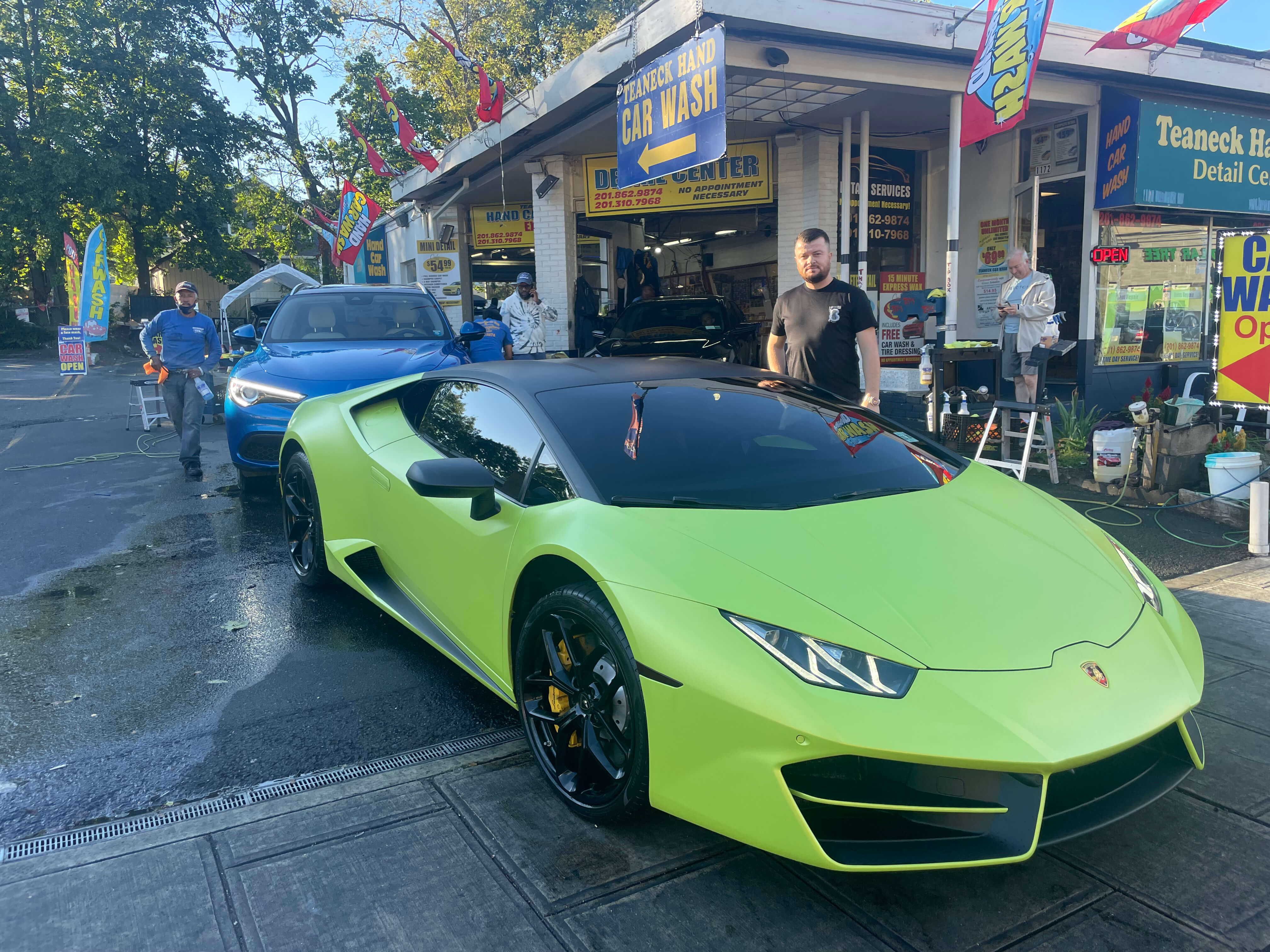 Lamborghini Huracán hand washed at Teaneck Hand Car Wash